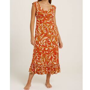 NWT Chaudry by Raga Leaf Print Midi Sundress – Size Small